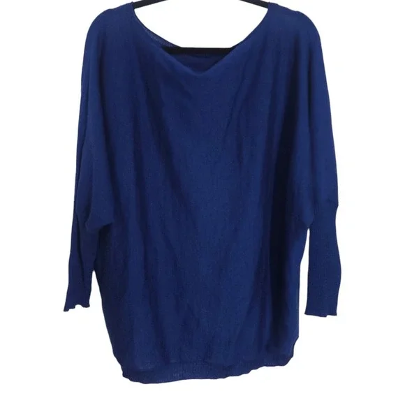 Eileen Fisher Womens Top Fine Merino Jersey Wool Blue Bateau Neck Sweater Sz 1X - Picture 2 of 11